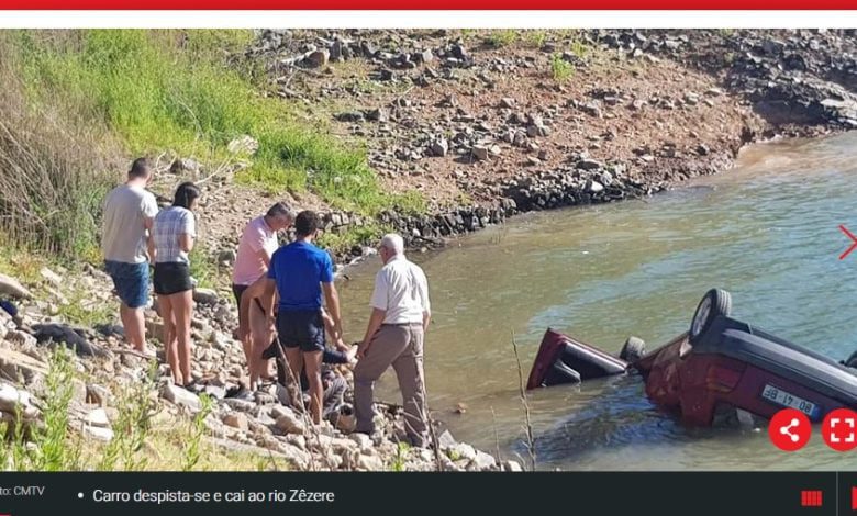 Carro despistou-se e caiu na albufeira de Castelo do Bode acid