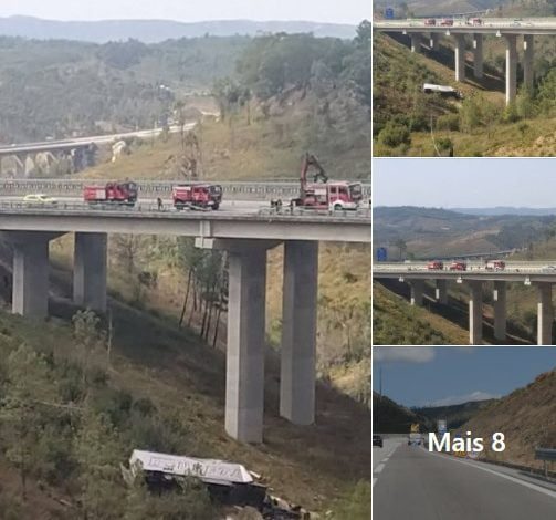 Imagens impressionantes do despiste de um camião na A23 acidente a 23