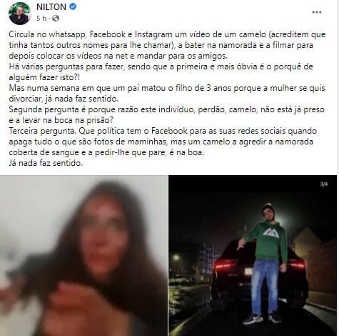 Nilton e Carolina Deslandes indignados com caso de violência doméstica no Entroncamento nilton