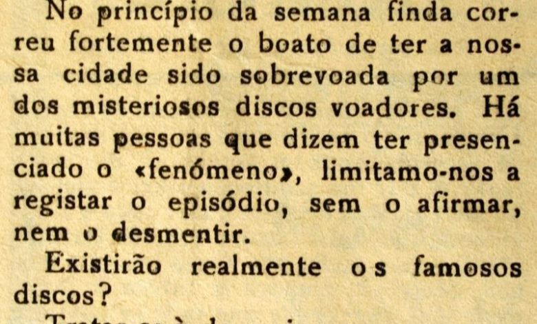 Um OVNI sobre Tomar há 70 anos fev. 1955 Jornal CIDADE DE TOMAR