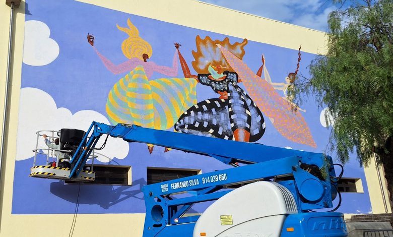 Nova pintura mural desta vez na biblioteca municipal pintura mural 20250305 164021