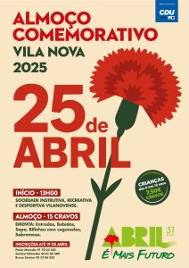 25 4 2025 ALMOCO 25 de Abril CARTAZ
