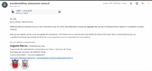 limpeza terrenos Email da Junta Freguesia