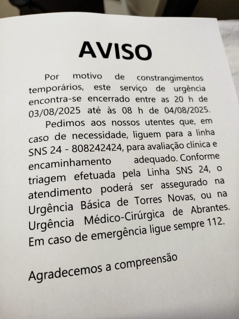 Urgência do hospital de Tomar está fechada IMG 20250803 WA0003