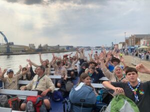 No barco a caminho de Brownsea