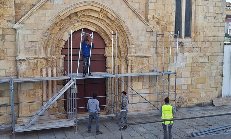 Andaime novamente montado na igreja de Santa Maria do Olival smo andaime 20250908 092903