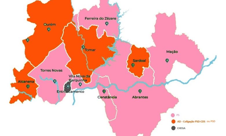 PS mantém maioria no Médio Tejo medio tejo mapa mt2