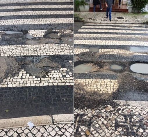 Passadeiras remendadas e esburacadas passadeiras