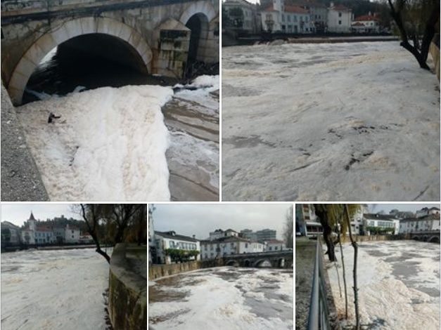 Tomarenses indignados com poluição do rio Nabão (c/ fotos) poluic rio nab