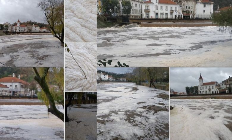 Ourém tenta negar poluição mas a espuma e o cheiro não enganam rio poluic