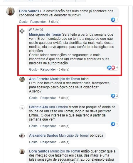 Câmara diz que desinfeção das ruas “serve apenas para conforto psicológico dos cidadãos” covid cmt 789