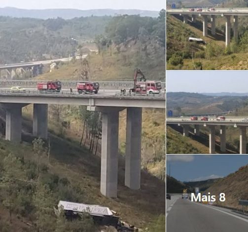 Imagens impressionantes do despiste de um camião na A23 acidente a 23