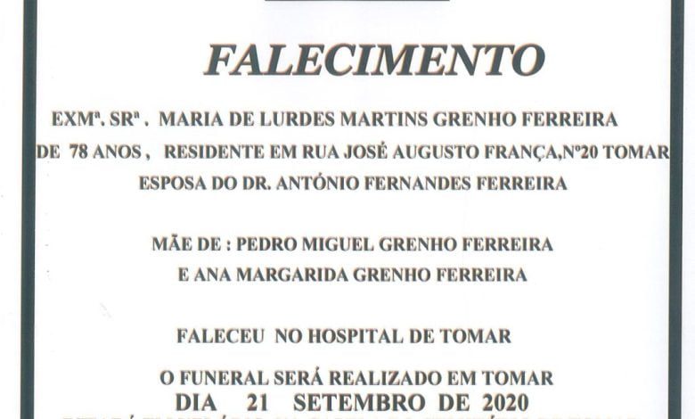 Necrologia maria de lurdes ferreira