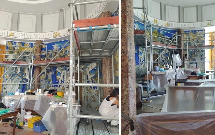 Tribunal de Tomar: pintura da sala de audiências em fase de restauro tribunal obras 678 IMG 20200716 154208