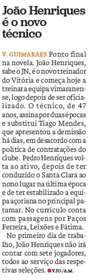 Tomarense João Henriques é o novo treinador do Vitória de Guimarães j h