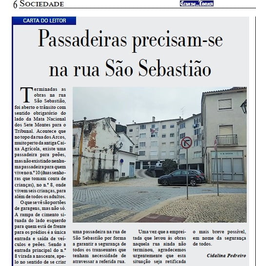 Rua de S. Sebastião sem passadeiras rua s sebast