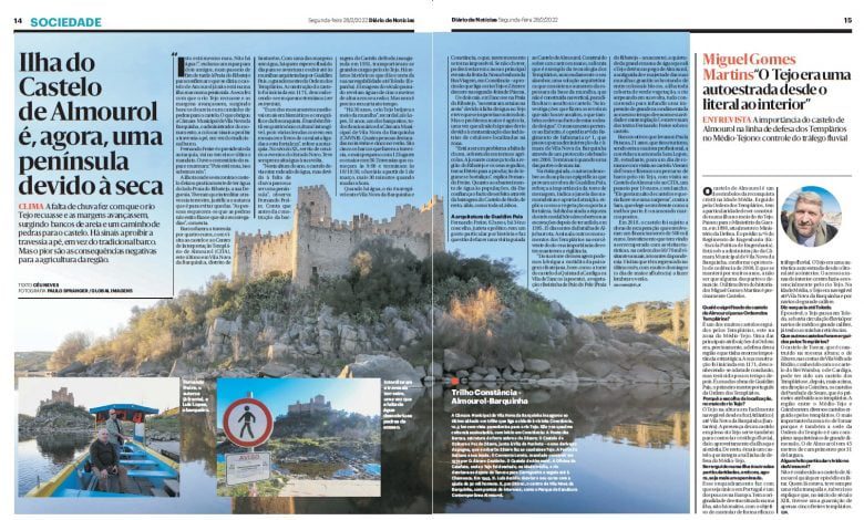 Falta de água transforma ilha do castelo de Almourol numa península dn almourol