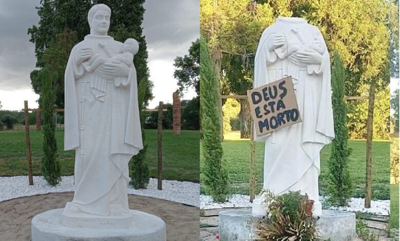 Torres Novas em choque: decapitaram imagem de Santo António estatua 60849878869 7688900379823816455 n
