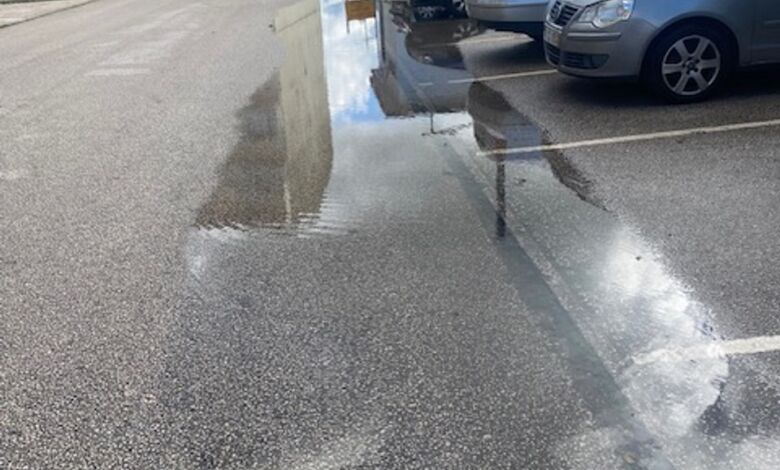 Problemas no escoamento de águas pluviais numa rua de Tomar agua IMG 4737