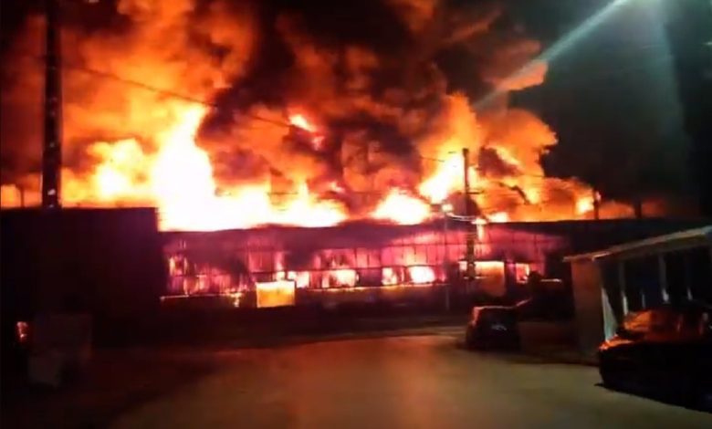 Incêndio destrói armazém de produtos chineses em Santarém chin 2