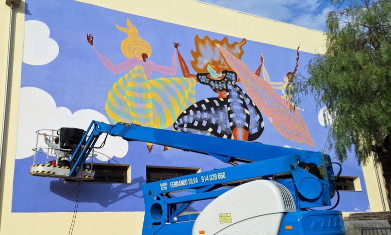 Nova pintura mural desta vez na biblioteca municipal pintura mural 20250305 164021
