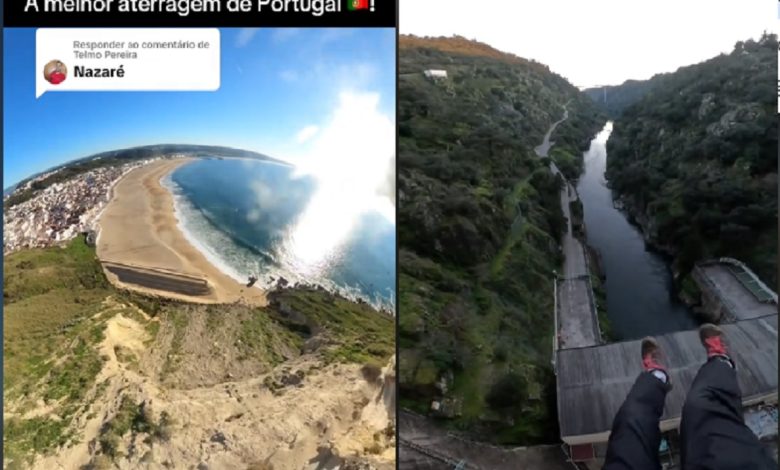 Ele saltou de paraquedas do Sítio da Nazaré e da barragem do Cabril base 7890
