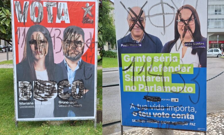 Cartazes de campanha vandalizados cartazes 6789