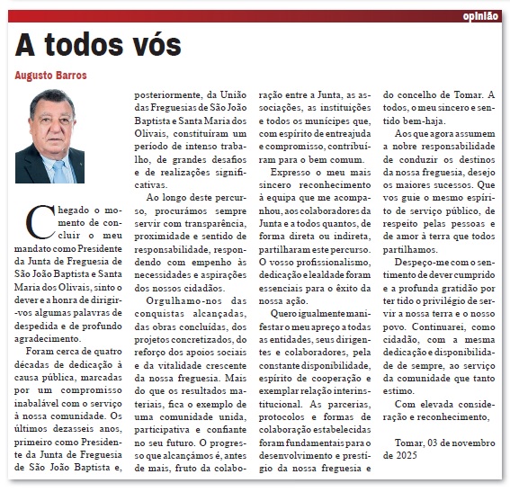 Augusto Barros despede-se com o “sentimento de dever cumprido” augusto barros